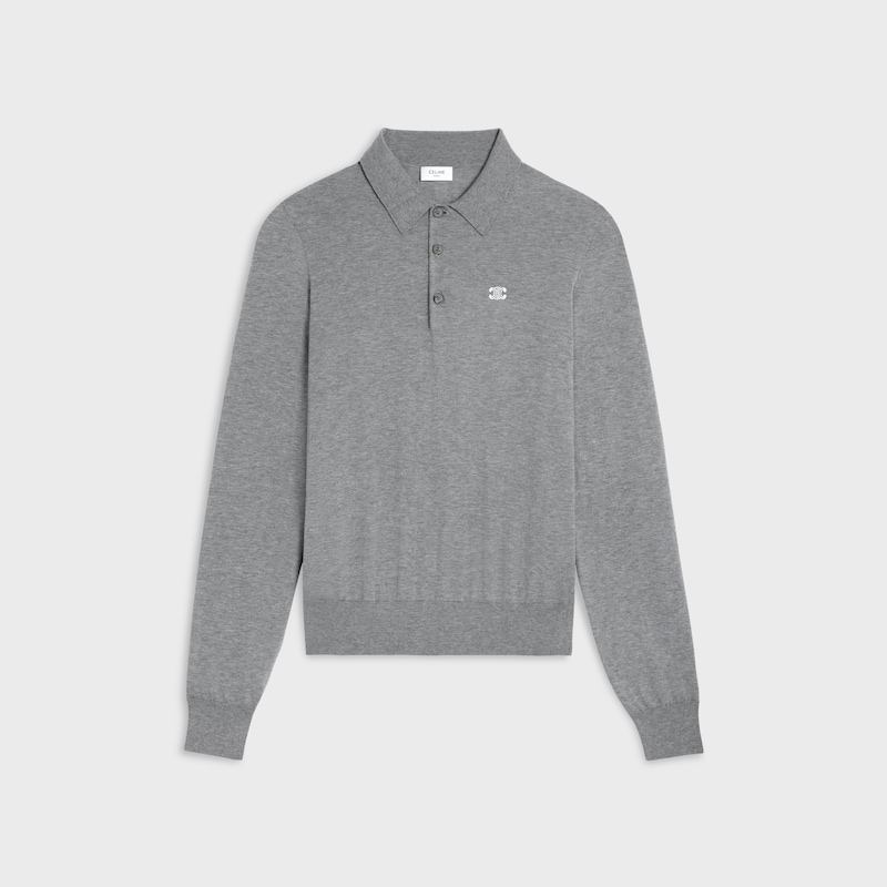 polo sweater IN fine cotton - MEDIUM GREY -  - 1 | CELINE