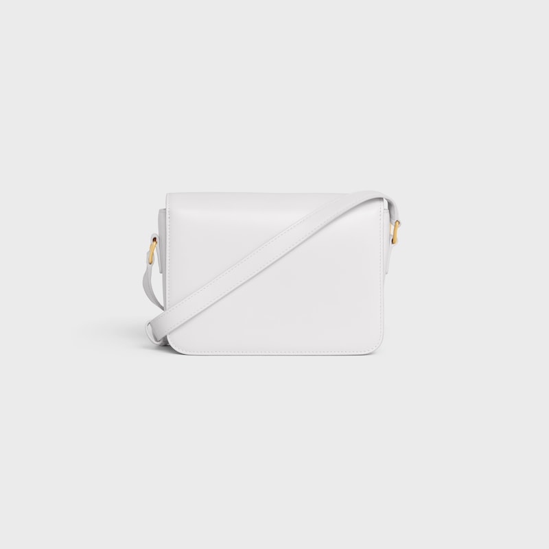 Teen Triomphe Bag in shiny calfskin - ARCTIC WHITE - SHOULDER BAGS - 1 | CELINE