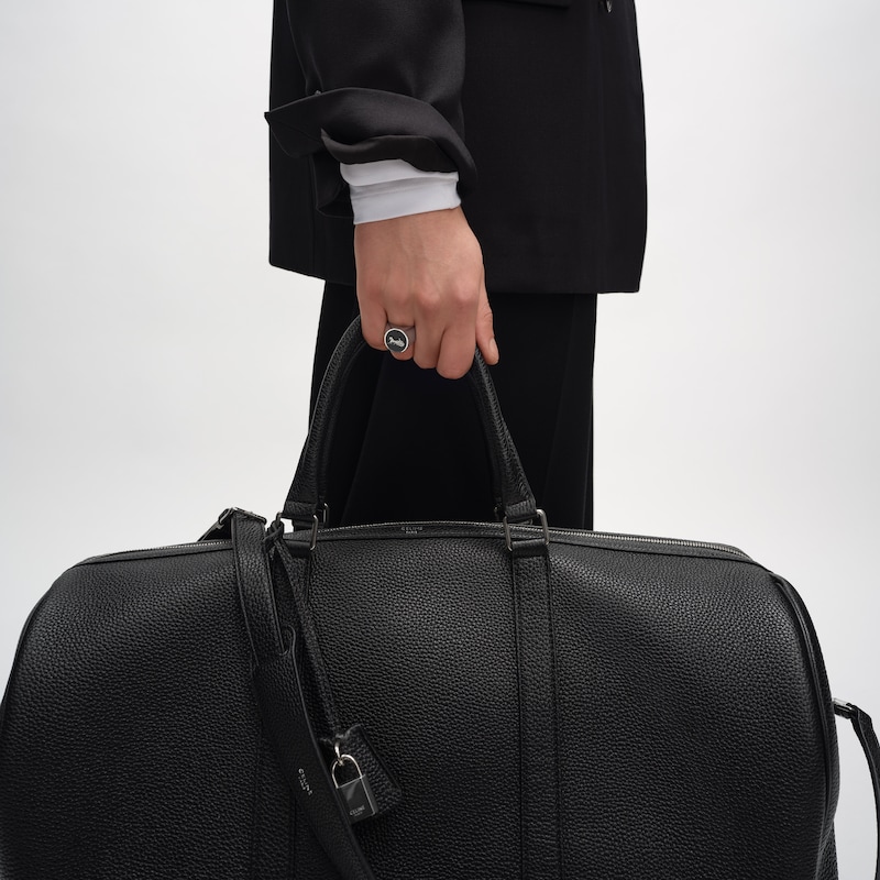 CELINE SULKY Signet Ring IN Enamel and Brass with Rhodium Finish - SILVER / BLACK -  - 1 | CELINE