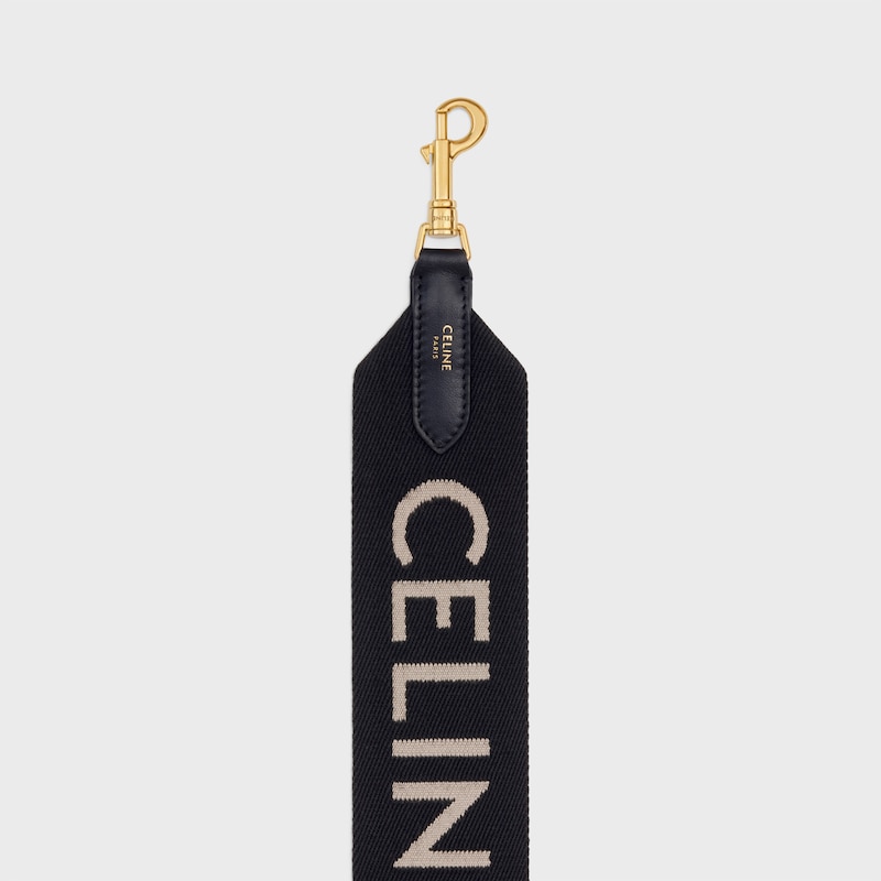 LONG STRAP IN WOOL WITH CELINE JACQUARD - BLACK / WHITE - BAG CHARMS - 1 | CELINE