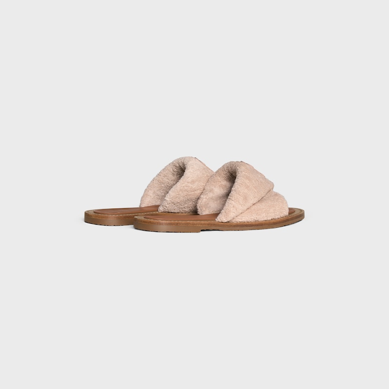 CELINE LYMPIA TWISTED SANDAL IN SPONGE FABRIC - Faded Pink -  - 1 | CELINE