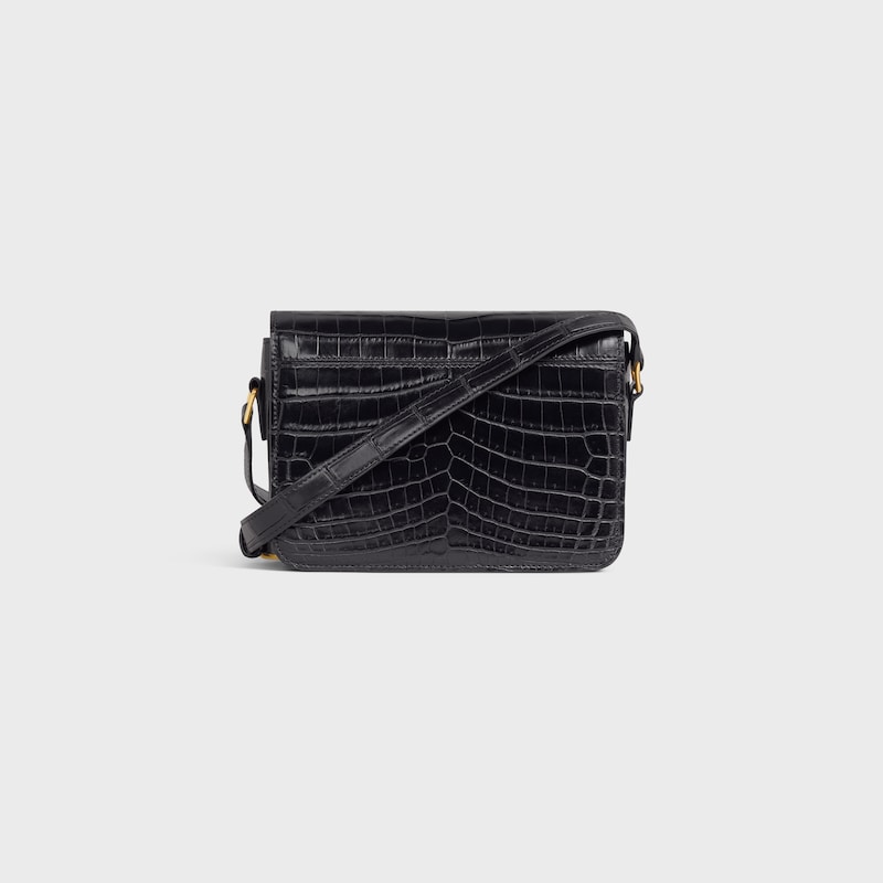 Teen Triomphe Bag in Crocodile - Black - TRIOMPHE - 1 | CELINE