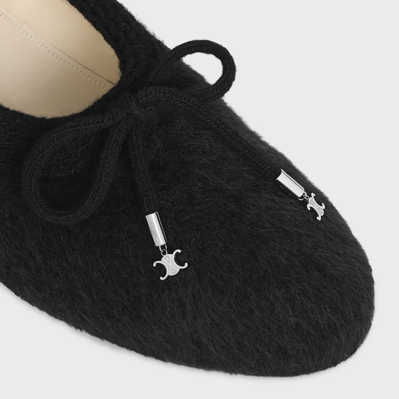 CELINE ABBY BALLERINA IN Alpaca Wool Fabric - BLACK -  - 1 | CELINE