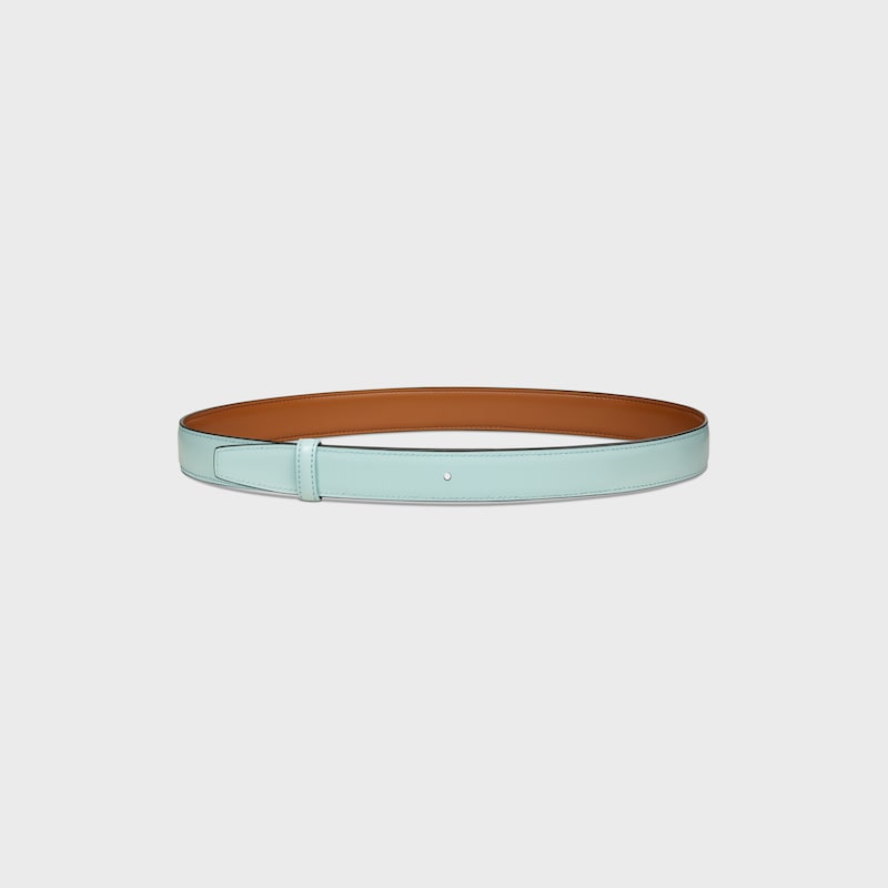 lani&egrave;re de ceinture r&eacute;versible 25MM TAURILLON - GOLDEN TAN / BLEU POUDR&eacute; -  - 1 | CELINE