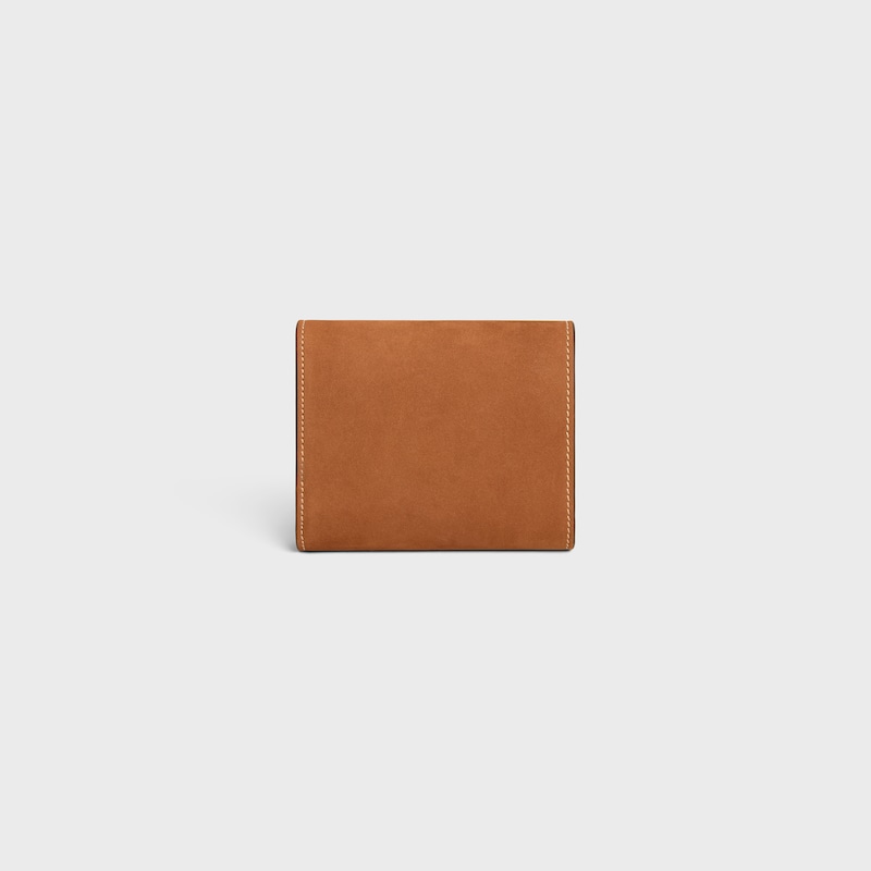 Small Flap Wallet TRIOMPHE IN NUBUCK CALFSKIN - CAMEL - WALLETS - 1 | CELINE