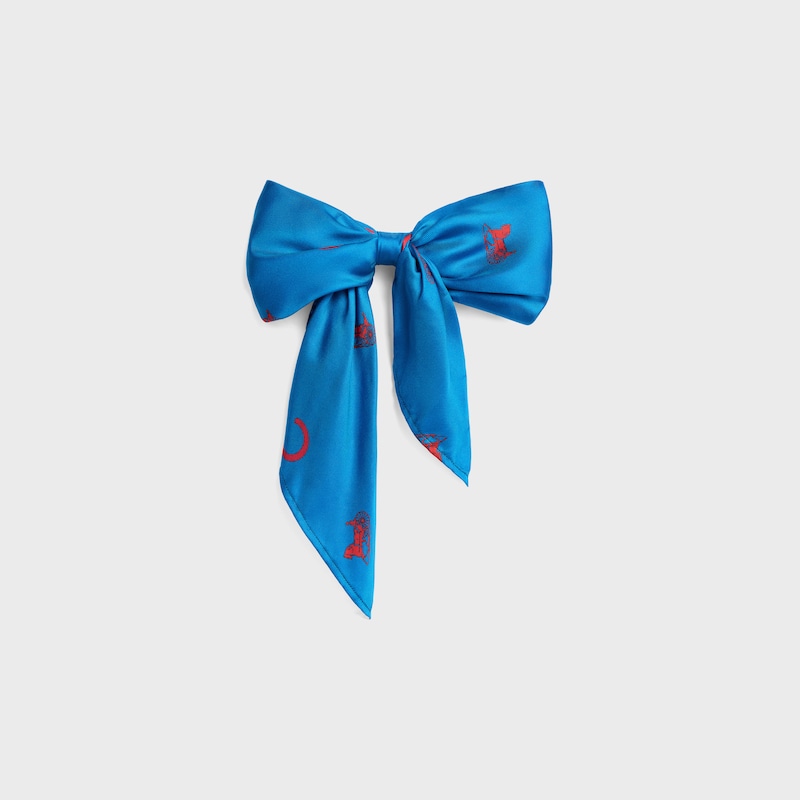 Celine Big Ribbon Hair Clip in Silk and Steel - ULTRA BLUE / ULTRA RED - NEW - 1 | CELINE