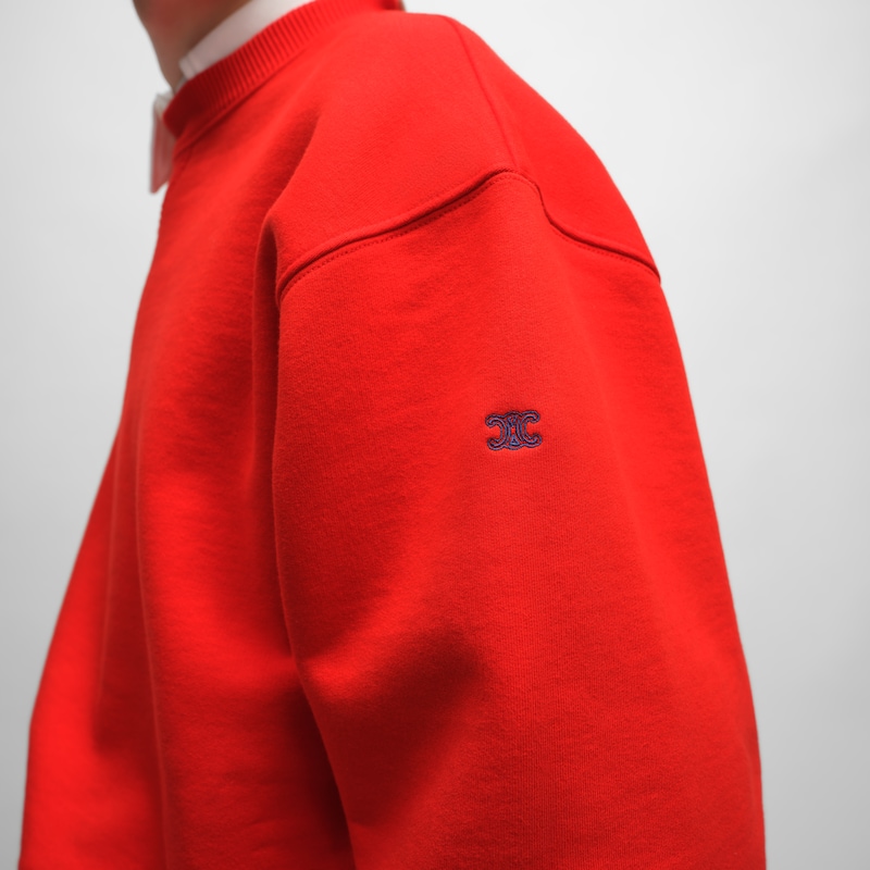 sweatshirt IN cotton fleece - Red cyclist/ bleu denim -  - 1 | CELINE