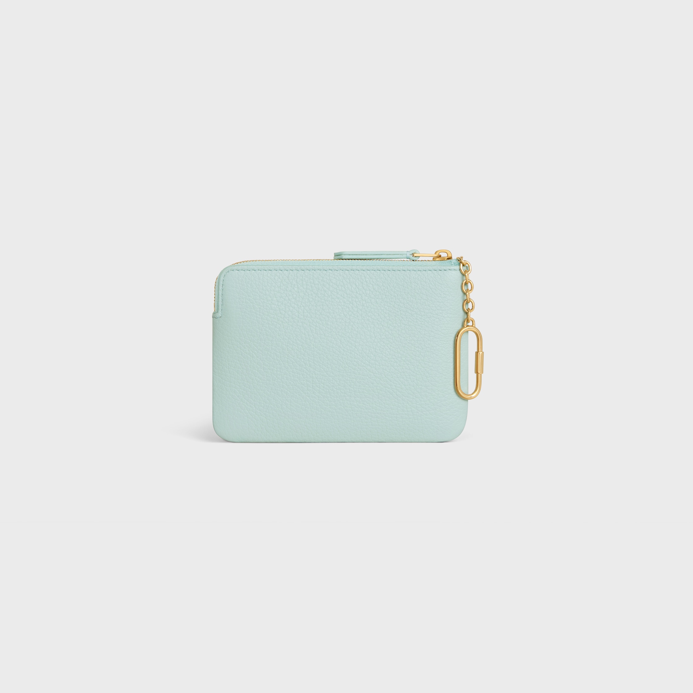 COIN PURSE TRIOMPHE STAMP IN GRAINED SUPPLE CALFSKIN - POWDER BLUE