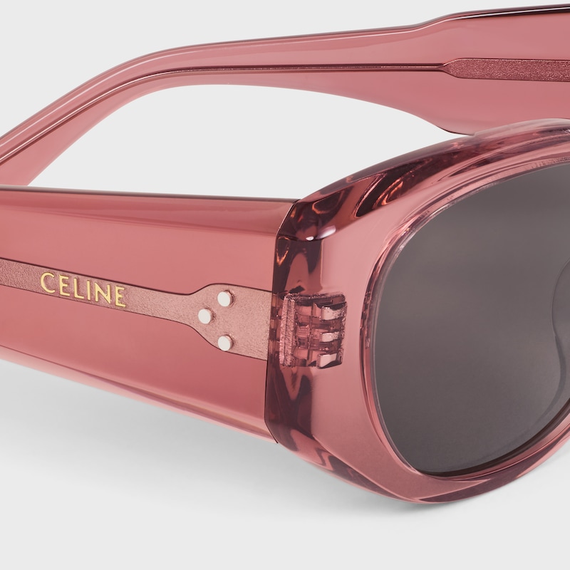S329長方形太陽眼鏡 - 透明復古玫瑰色 -  - 1 | CELINE