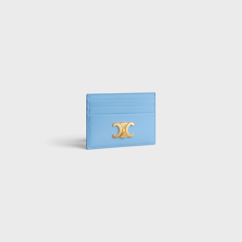 CARD HOLDER TRIOMPHE IN Shiny calfskin - SKY BLUE - COIN AND CARD HOLDERS - 1 | CELINE