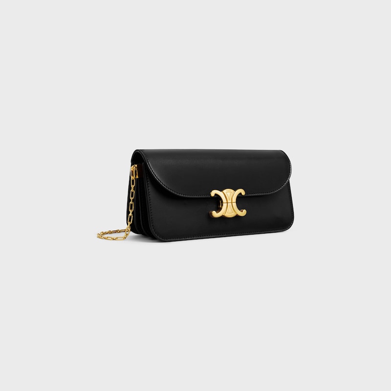 small chain triomphe IN SHINY CALFSKIN - BLACK - TRIOMPHE - 1 | CELINE