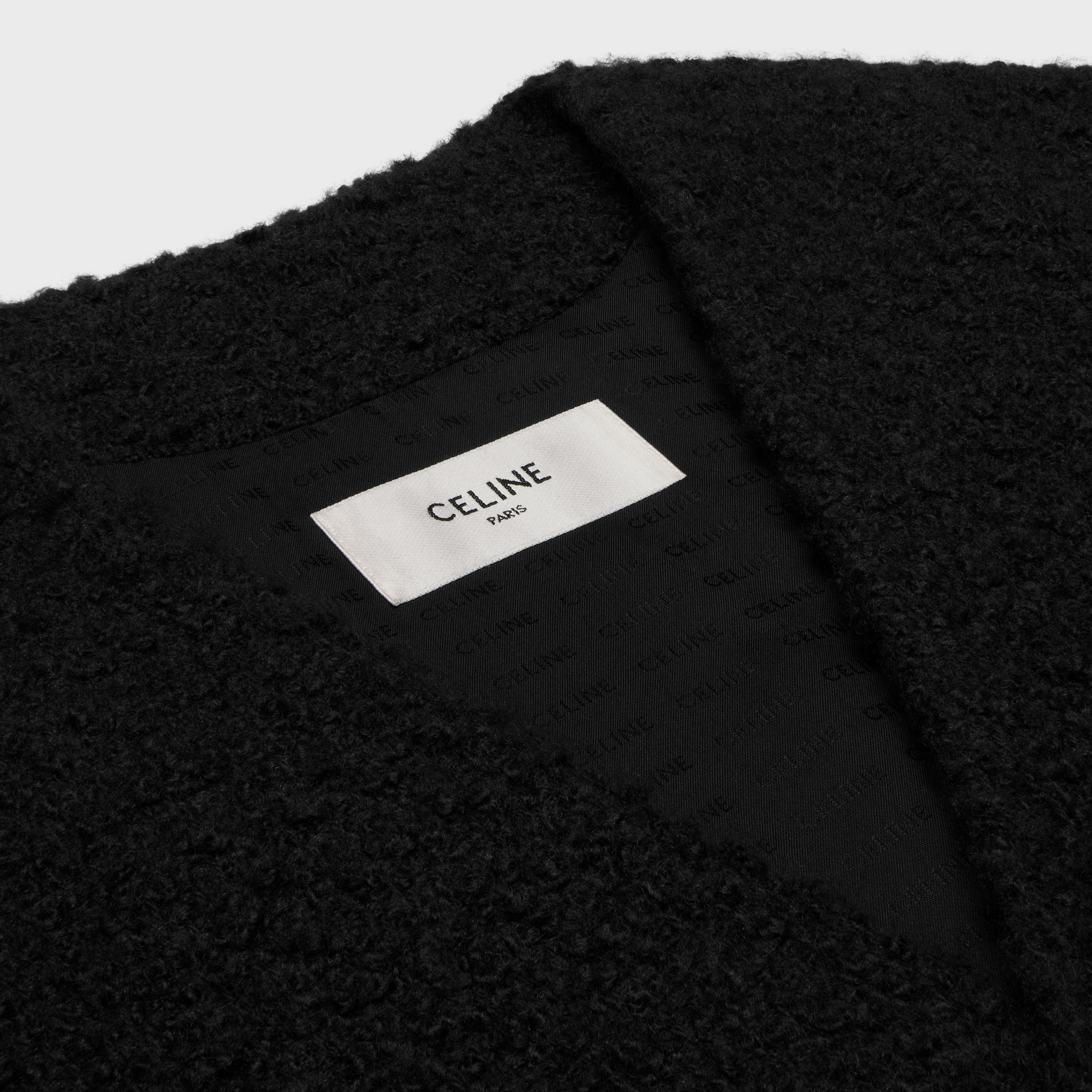 oversized jacket in bouclé tweed cashmere - BLACK | CELINE