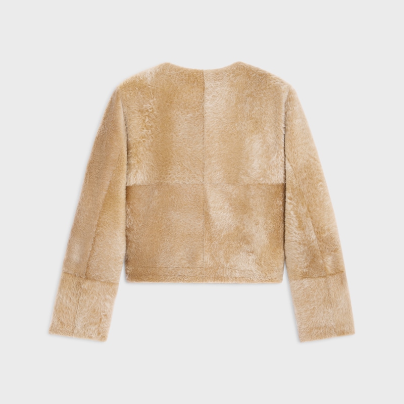 cardigan jacket IN lamb shearling - BEIGE -  - 1 | CELINE