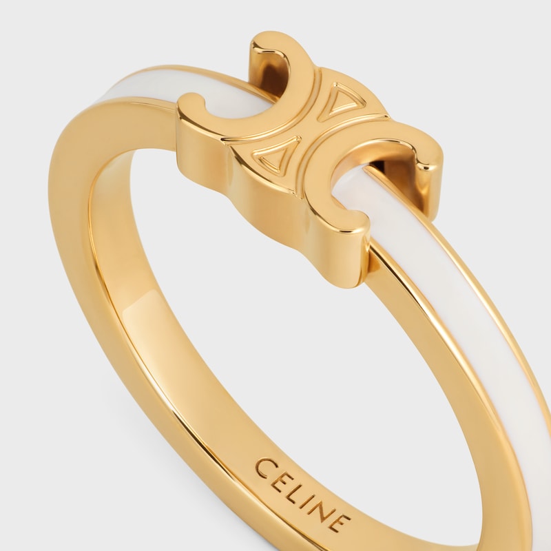 Triomphe Ring in Enamel and Brass with Gold Finish - GOLD / IVORY -  - 1 | CELINE