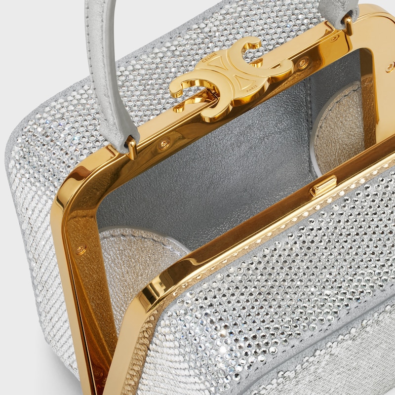 CELINE LANA MINAUDIERE in SUEDE CALFSKIN WITH STRASS - SILVER - EVENING BAGS - 1 | CELINE