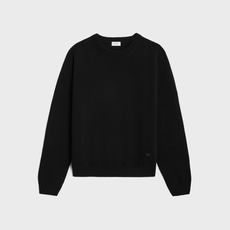 triomphe crew neck sweater in cashmere - BLACK -  - 1 | CELINE