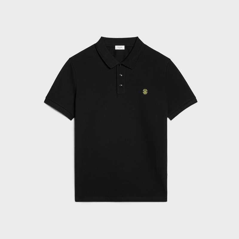 CAMISA ESTILO POLO DE PUNTO DE PIQUÉ DE ALGODÓN - NEGRO / AMARILLO INTENSO -  - 1 | CELINE