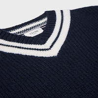 v-neck sweater IN cashmere - NAVY / WHITE -  - 2 | CELINE