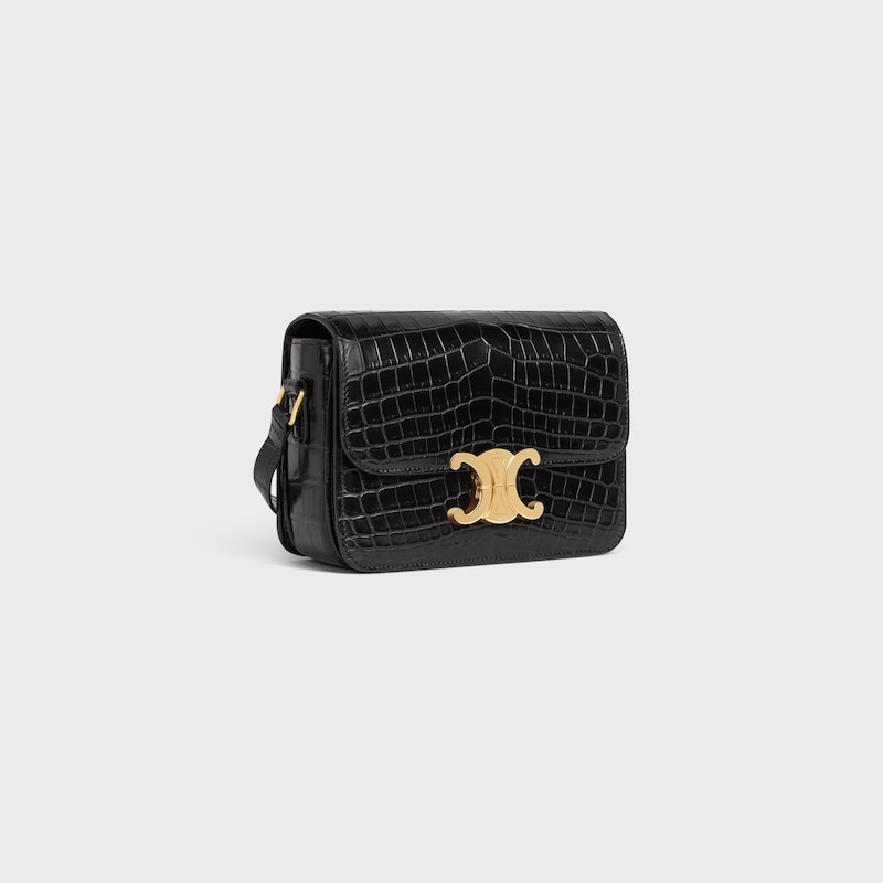 Teen Triomphe Bag in Crocodile - Black - TRIOMPHE - 1 | CELINE