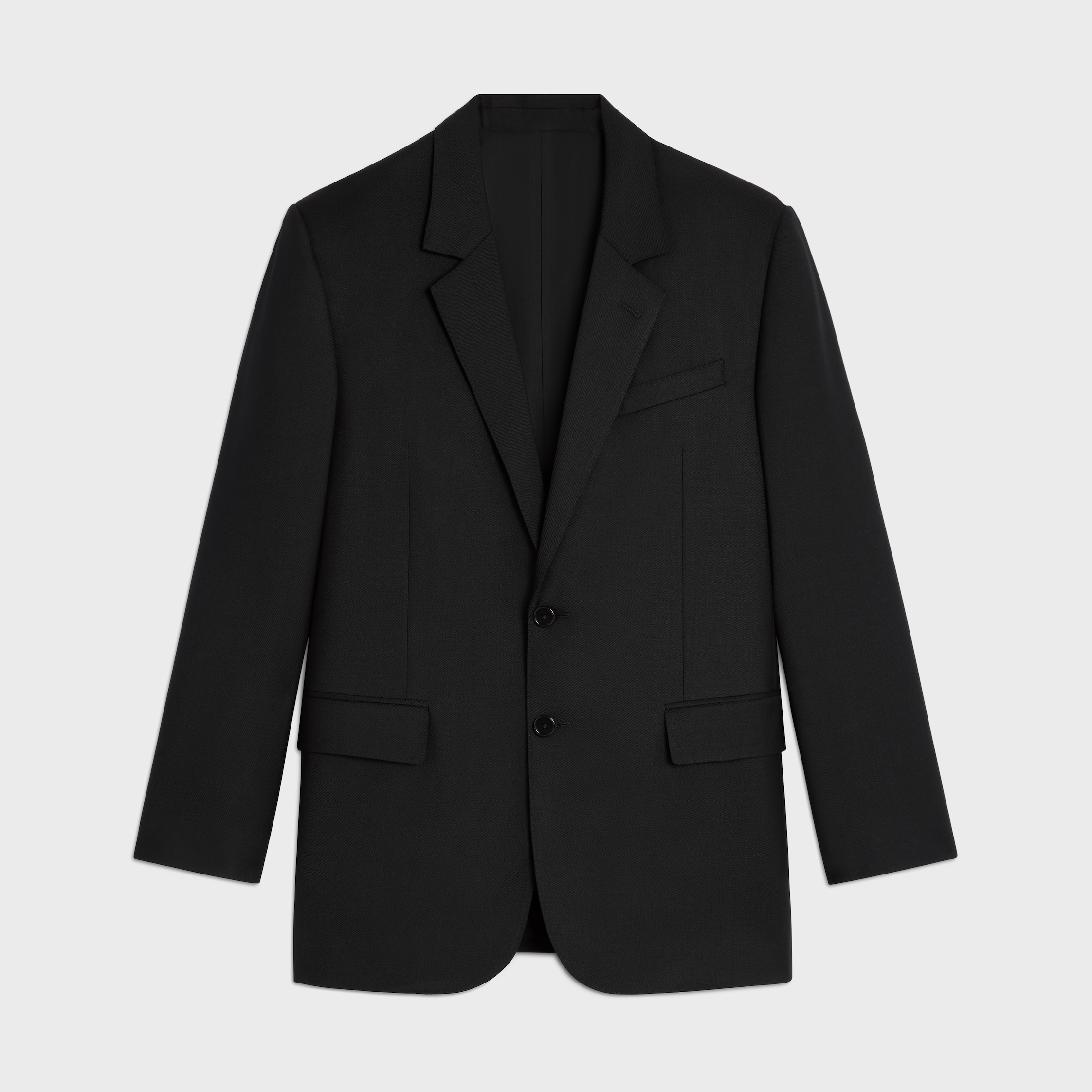 VIP SALE☆CELINE☆BLACK WOOL BLEND JUDE FLOWINGジャケット JUDE JACKET IN WOOL AND CASHMERE FLANNEL - ANTHRACITE/NOIR