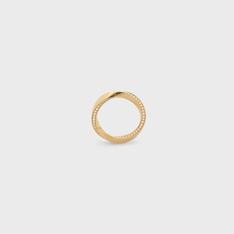Torsion Ring in Yellow Gold and Diamonds - Yellow Gold and White -  - 1 | CELINE