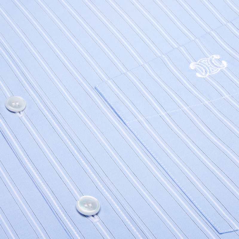 relaxed shirt IN striped cotton poplin - BLEU/CRAIE/NAVY -  - 1 | CELINE