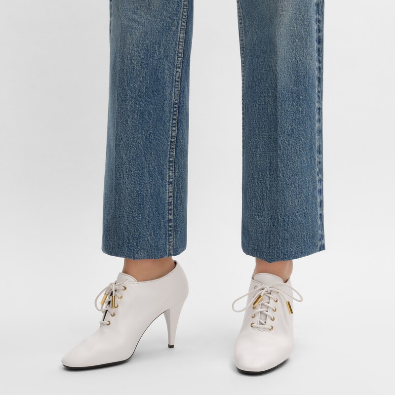 BALLERINE STRINGATE CON TACCO SOFT OXFORD IN PELLE DI VITELLO CON CONCIATURA AL VEGETALE - Bianco ultra -  - 1 | CELINE