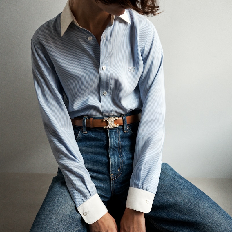 Tracolla reversibile da 25 mm IN TAURILLON E PELLE DI VITELLO NATURALE -  -  - 1 | CELINE