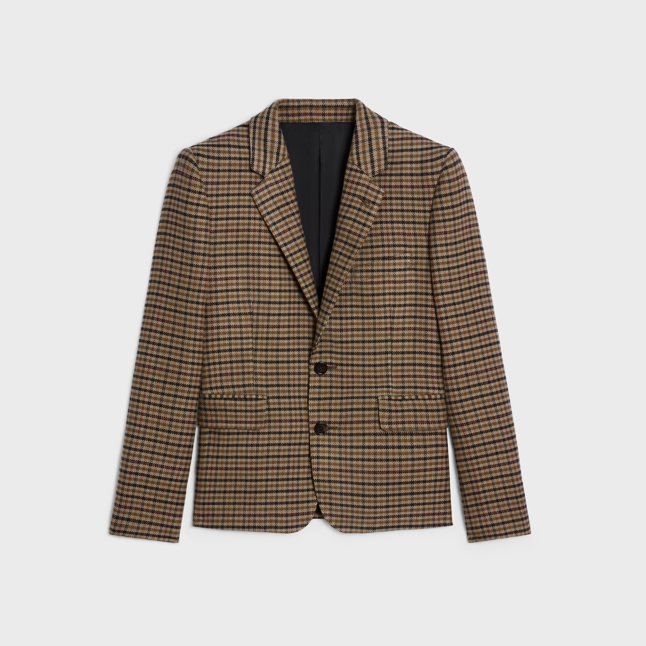 ジャケット CELINE | egg overshirt in double face cashmere overshirt in checked wool - CAMEL/NOIR | CELINE