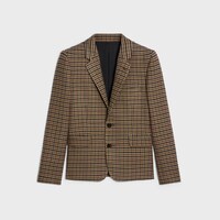 Campbell jacket in double faced check wool - BEIGE/NOISETTE/NOIR -  - 1 | CELINE