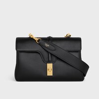 Long Strap in smooth calfskin with GOLD FINISHING - BLACK - CHARMS AND ACCESSORIES - 2 | CELINE