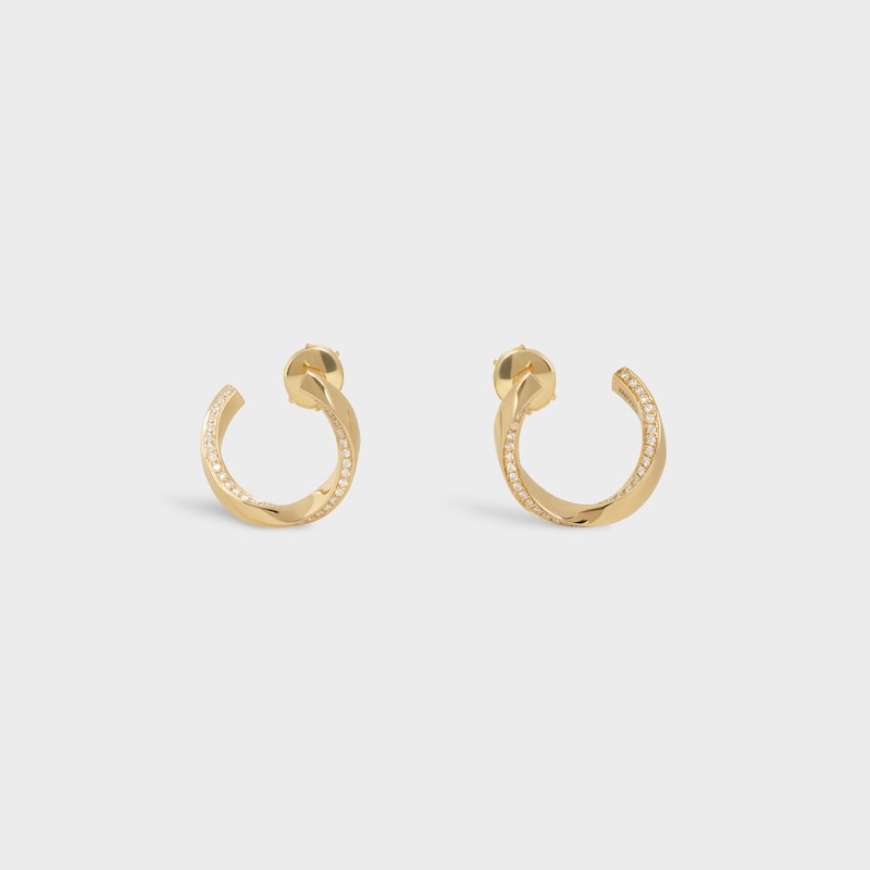 Torsion Earrings in Yellow Gold and Diamonds - Yellow Gold and White - CELINE GRAND SOIR - 1 | CELINE