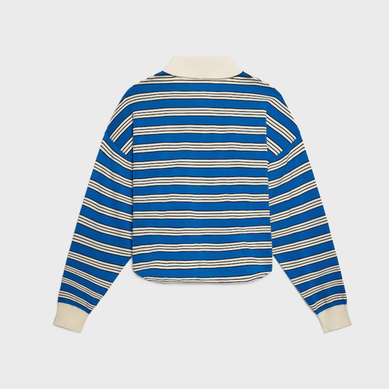 Polo in cotone a righe - BLU/BIANCO/NERO -  - 1 | CELINE