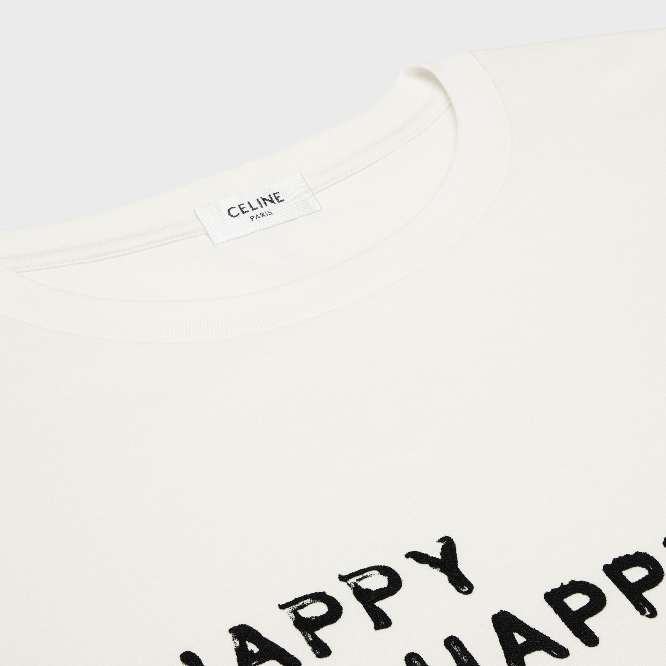 【新作＊CELINE】HAPPYプリント入り ルーズTシャツ HAPPY HAPPYプリント入り ルーズTシャツ / コットンジャージー