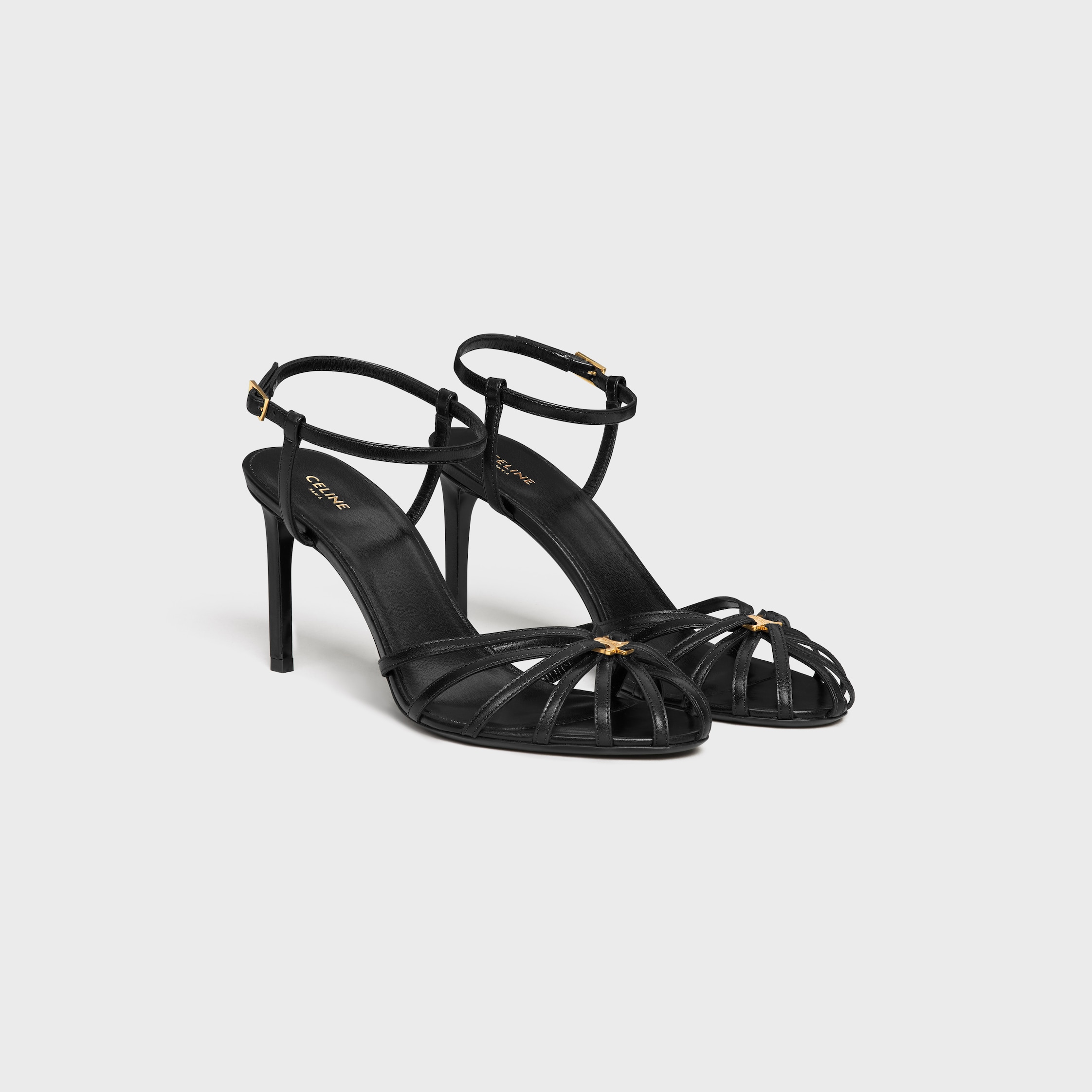 CELINE TRIOMPHE SANDAL IN LAMBSKIN - BLACK | CELINE