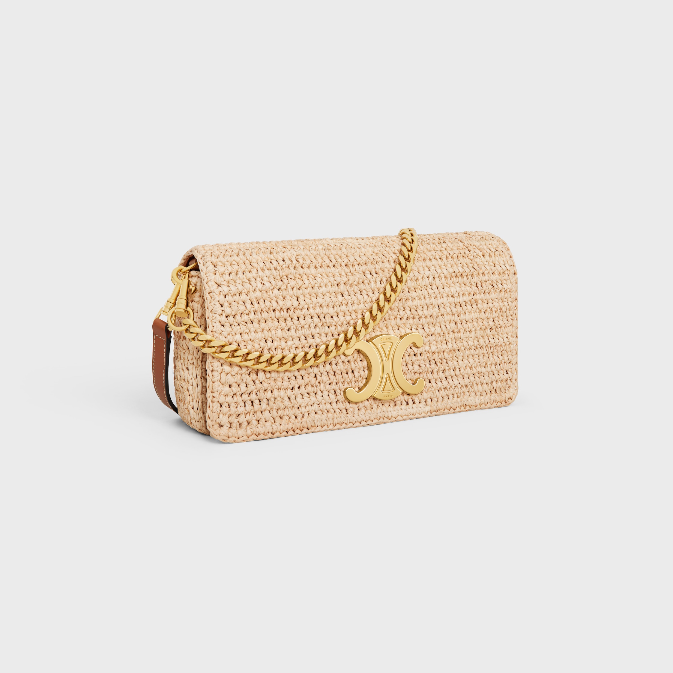 【CELINE】NanoTriompheCelineClassicPanier Raffia&Calfskin Céline Pre-Owned 2022 Nano Triomphe Raffia Classic Panier