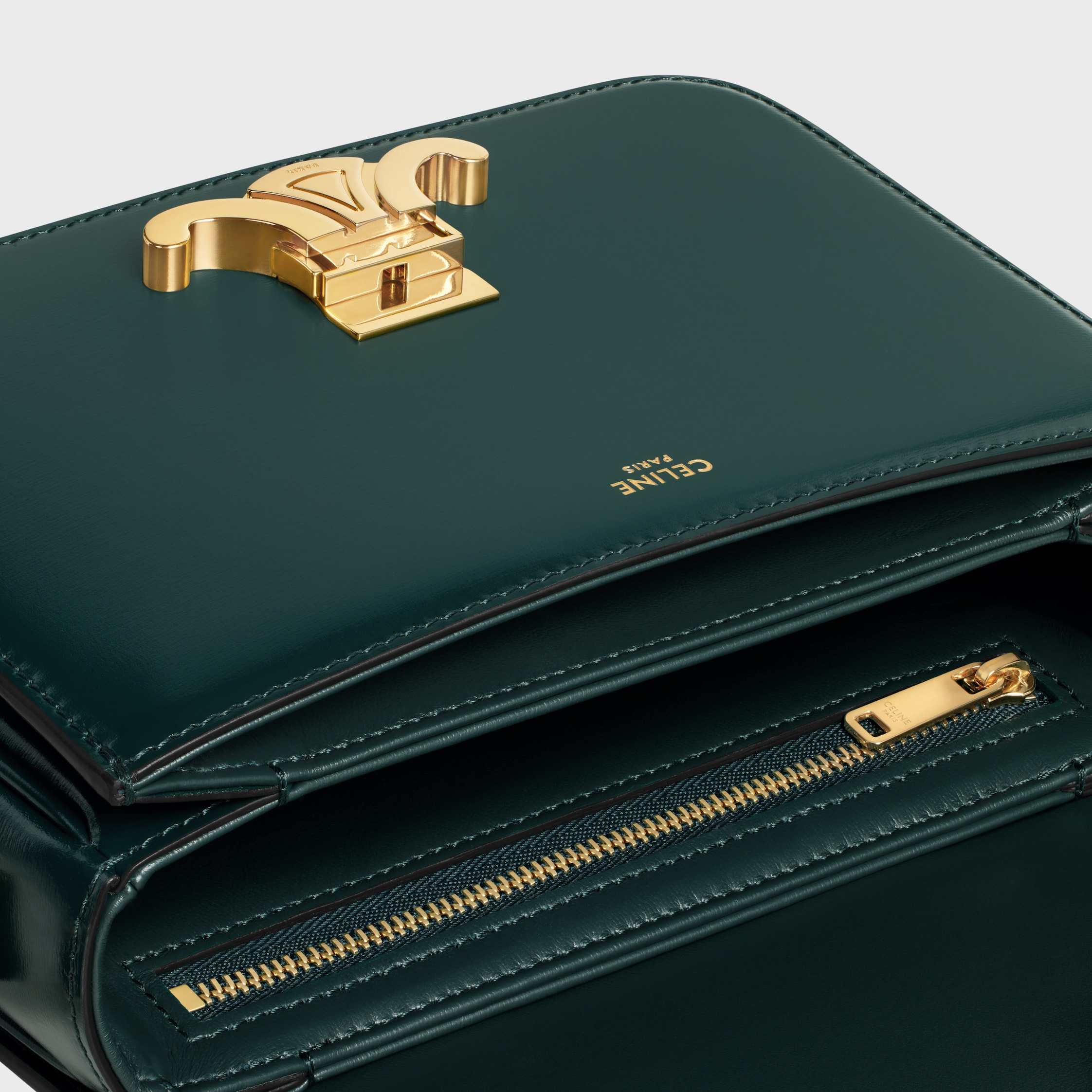 CELINE｜ (TEEN TRIOMPHE BAG IN SHINY CALFSKIN TEEN TRIOMPHE BAG IN shiny calfskin - BLACK | CELINE