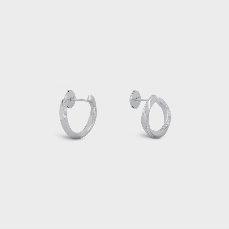 Torsion Earrings in White Gold and Diamonds - White Gold and White - FINE JEWELLERY - 1 | CELINE