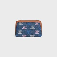 Clutch on Chain Cuir triomphe IN DENIM WITH TRIOMPHE ALL OVER - MULTICOLOR - WALLETS ON CHAIN - 2 | CELINE