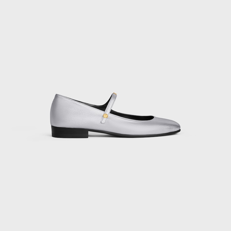 CITY – MARY-JANE BALLERINA AUS LAMINIERTEM LAMMFELL - SILBER -  - 1 | CELINE