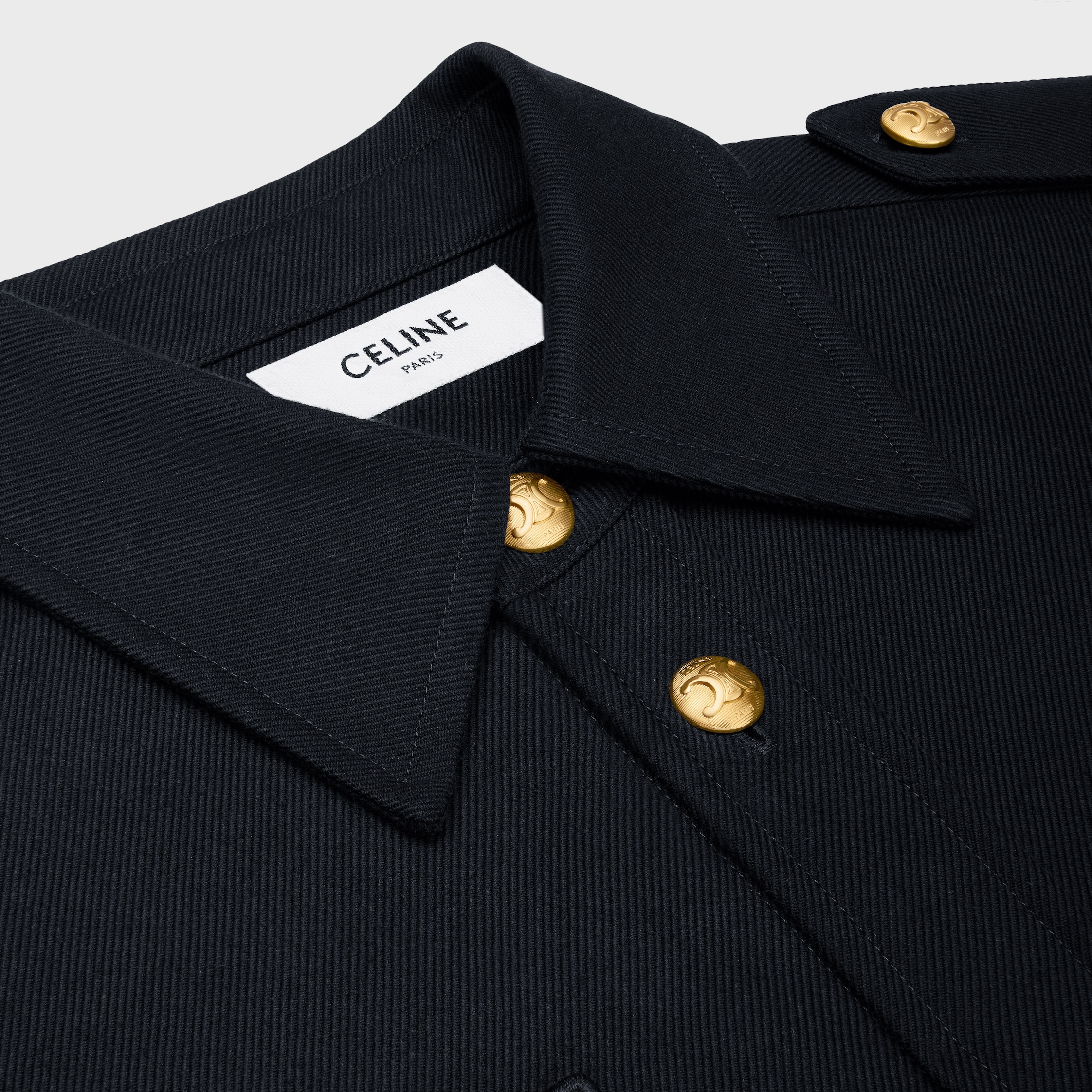 【残りわずか】CELINE＊MILITARY SHIRT IN COTTON WOOL TWILL military shirt in cotton wool twill - NAVY | CELINE