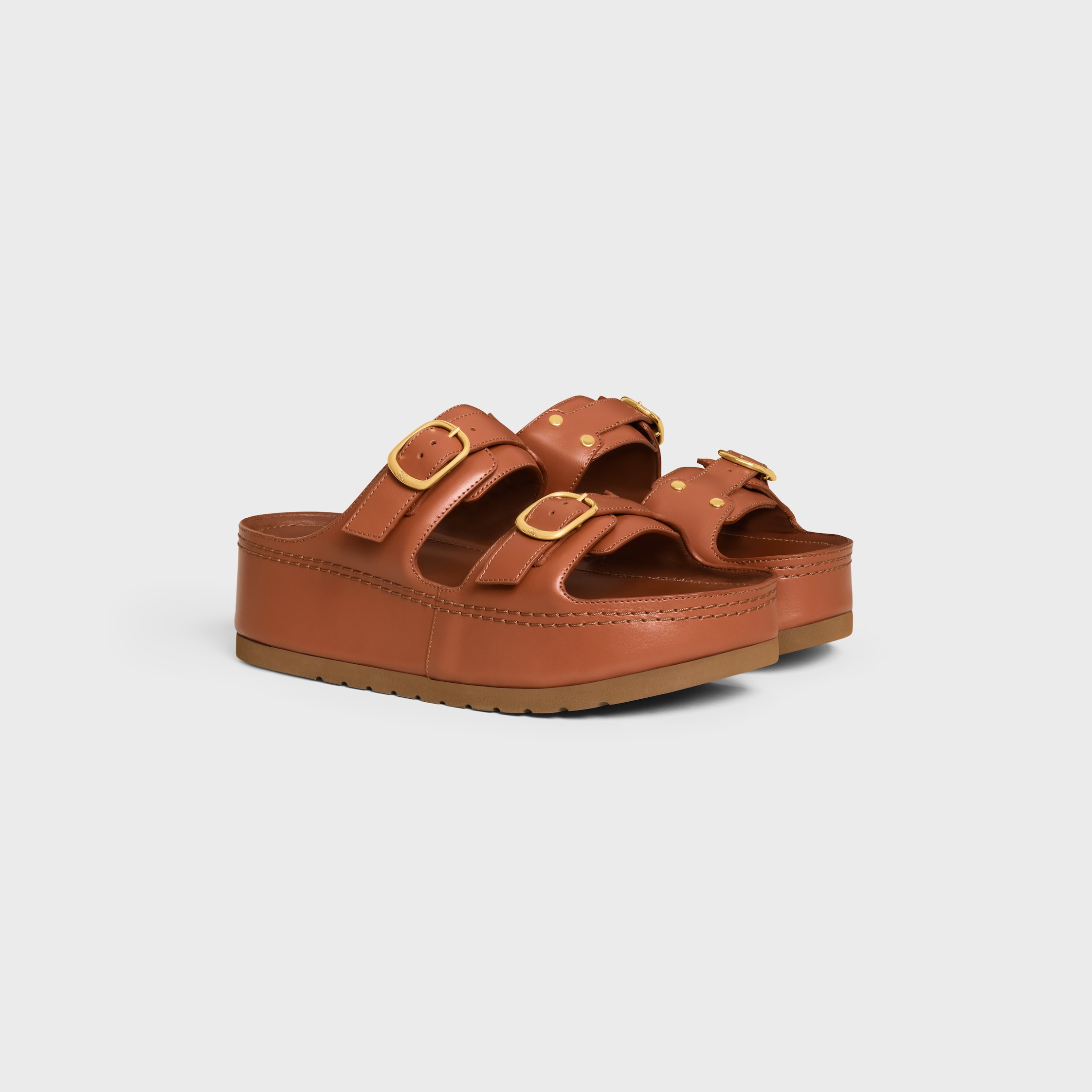 サンダル・ミュール Celine Celine Pitea Clog In Suede Calfskin CELINE PITEA CLOG IN Suede Calfskin - COGNAC | CELINE