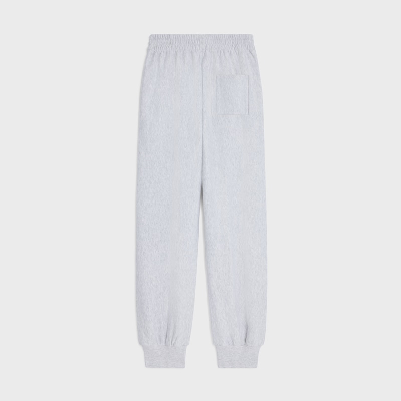 PANTALONES DEPORTIVOS DE FELPA DE ALGODÓN - GRIS PÁLIDO / NEGRO -  - 1 | CELINE