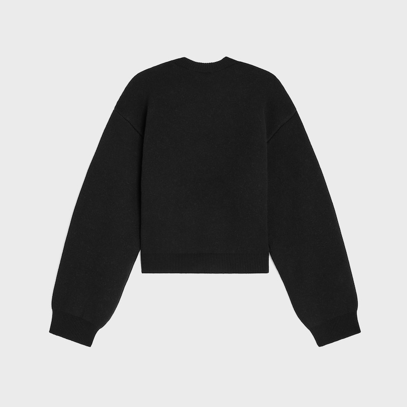crewneck sweater IN cashmere - BLACK/WHITE -  - 1 | CELINE