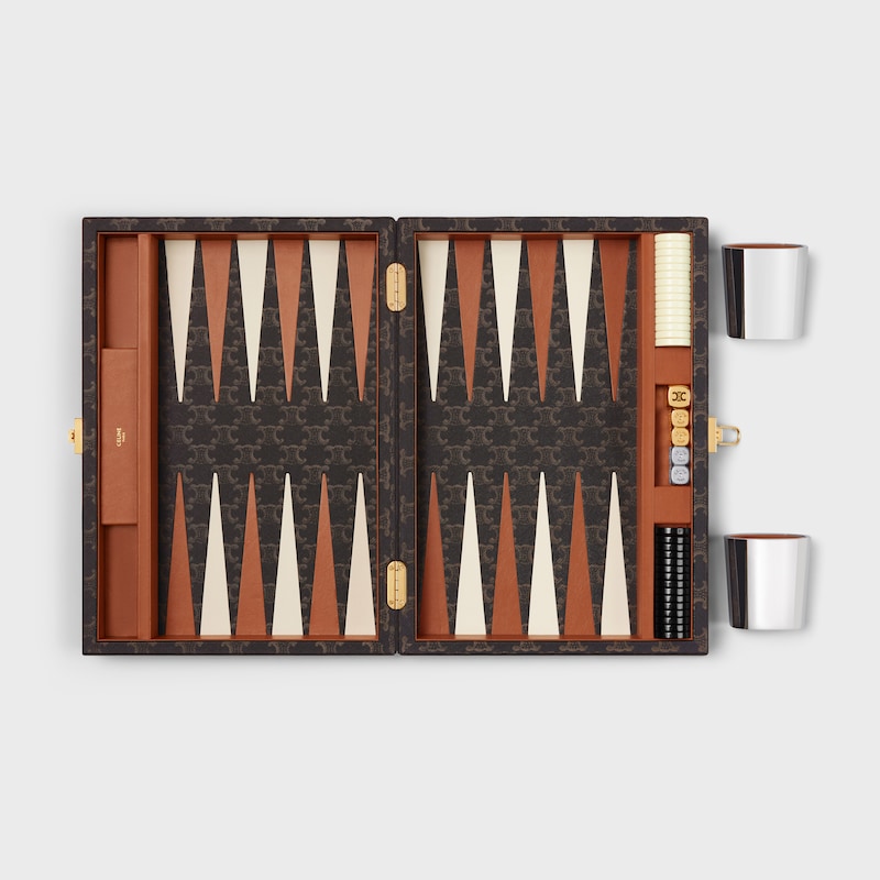 BACKGAMMON IN TRIOMPHE CANVAS - BLACK / TAN - TRAVEL - 1 | CELINE