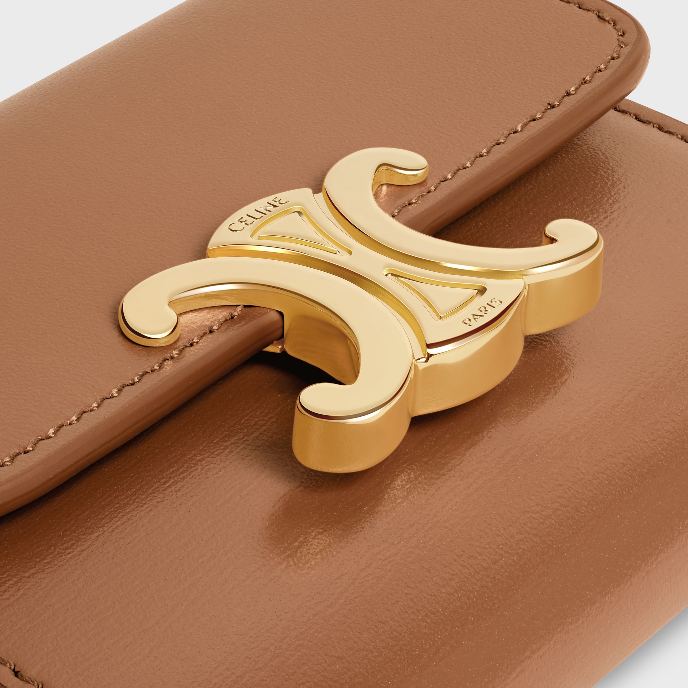[CELINE] セリーヌ COMPACT WALLET WITH COIN COMPACT WALLET WITH COIN TRIOMPHE IN Shiny calfskin - BLACK