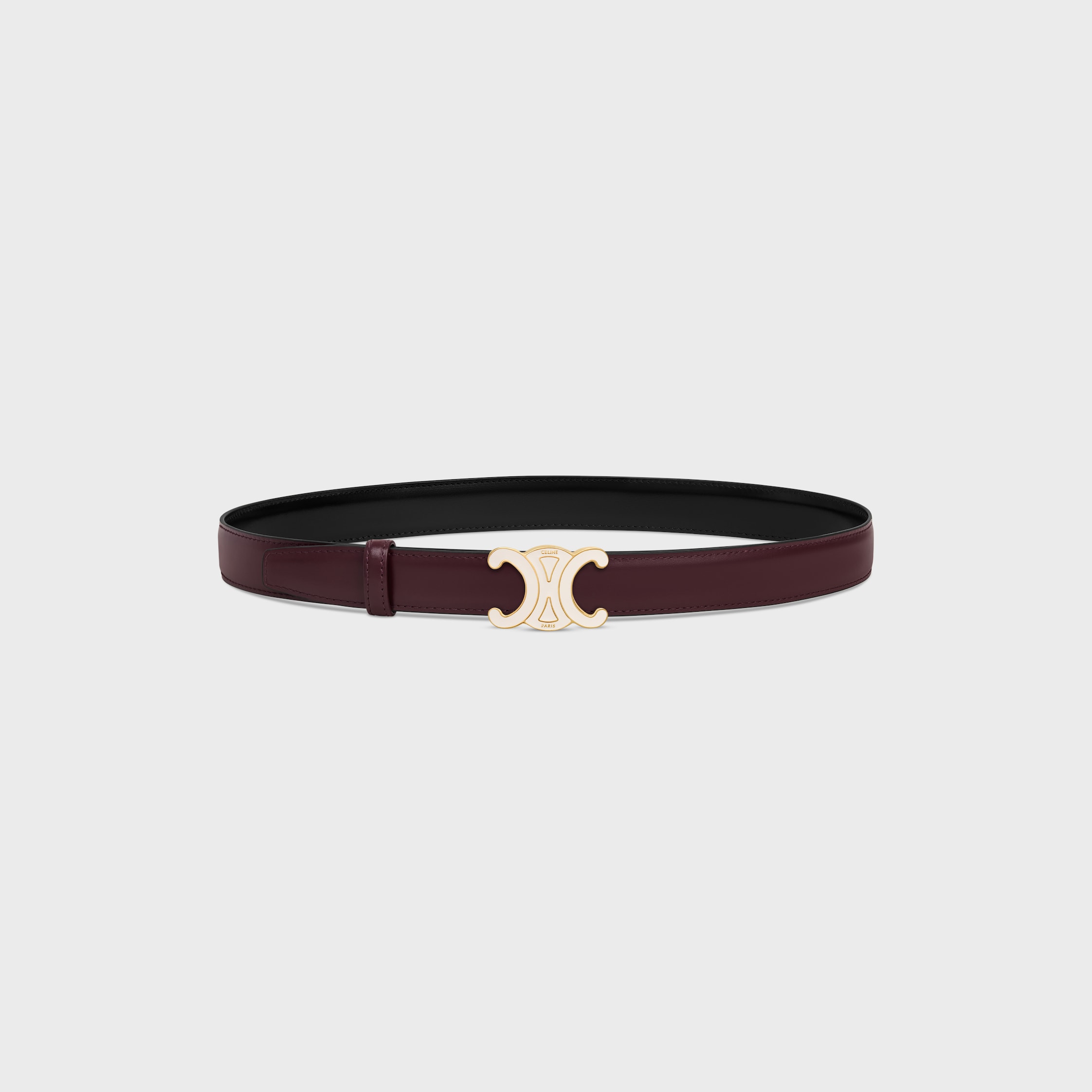 CELINE TRIOMPHE BUCKLE 25MM IN BRASS WITH ENAMEL & Reversible Strap 25MM IN TAURILLON