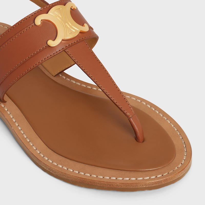 LYMPIA TRIOMPHE牛皮革人字拖鞋 - 棕黄色 -  - 1 | CELINE