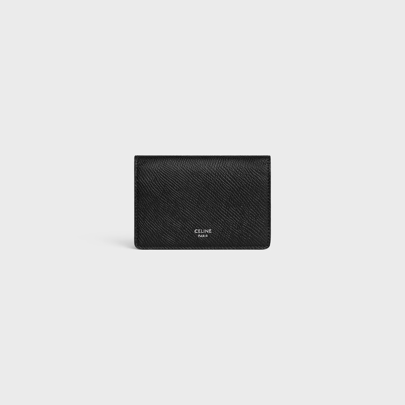 BUSINESS CARD HOLDER IN Grained Calfskin - BLACK - COIN AND CARD HOLDERS - 1 | CELINE