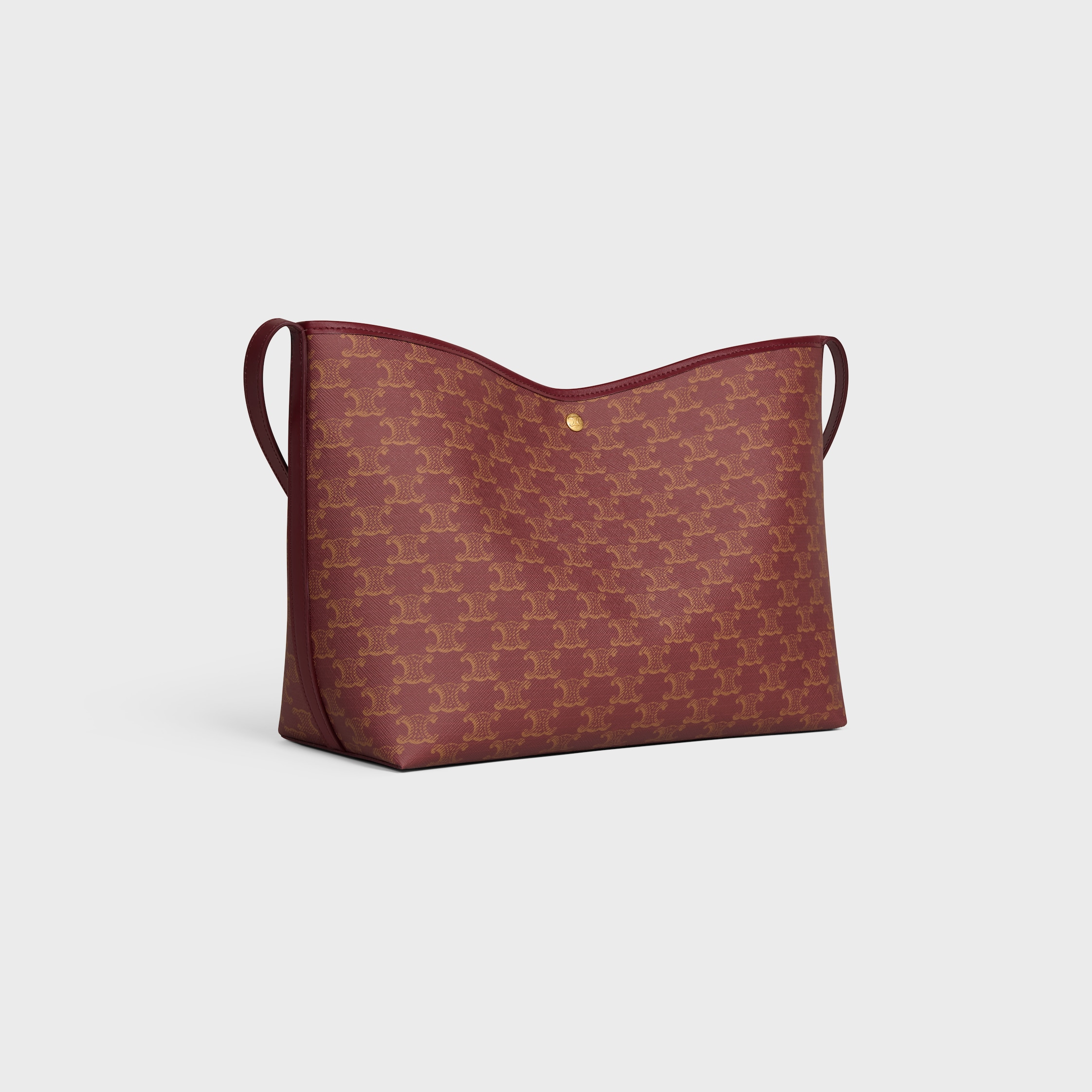 SOFT SHOPPER BAG IN TRIOMPHE CANVAS AND CALFSKIN - BURGUNDY/TAN